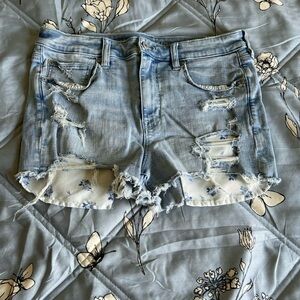 American Eagle Outfitters Light Blue Distressed Denim Shorts